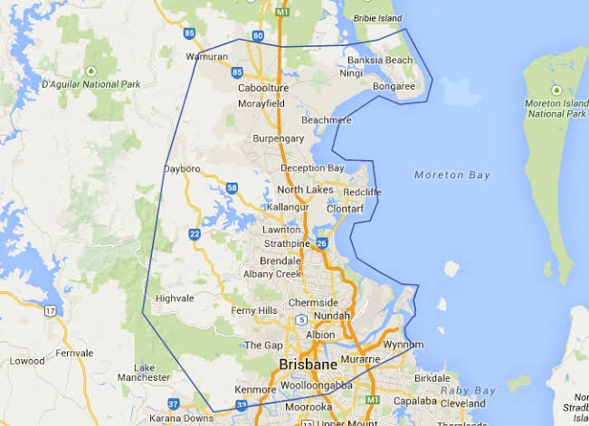 map showing brisbane service area fro building and pest inspections